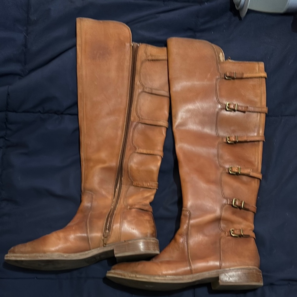 Brown Leather Knee-High Boots